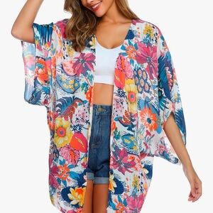 New Boho Floral Sheer Kimono Cover-Up - SZ OS